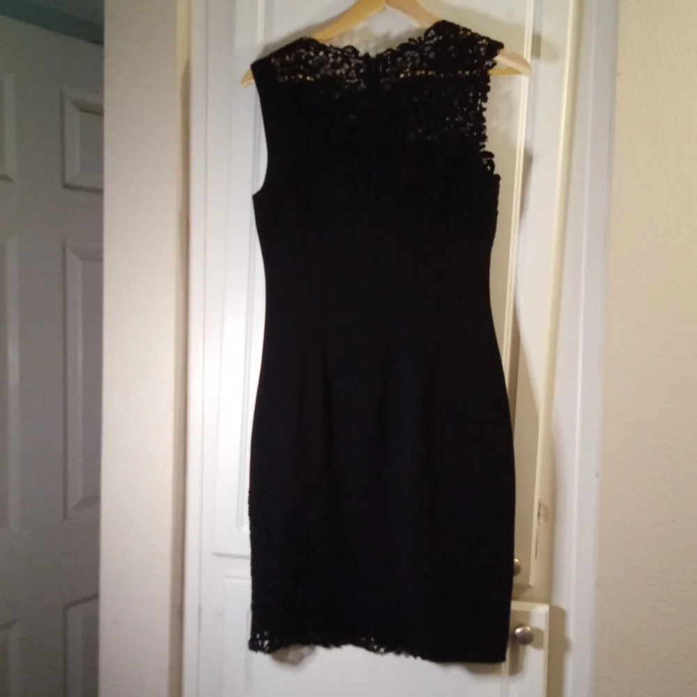 Elie Tahari Black Shift Sleeveless Dress with Lace Size 4 - Picture 10 of 11
